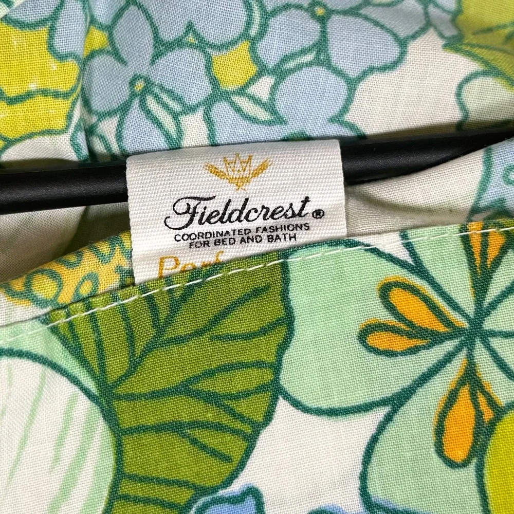 Vintage 70's Fieldcrest Perfection Twin Sheet Set 3 Pc Retro Blue Green Floral